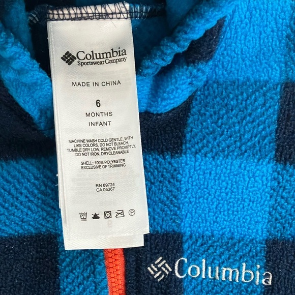 Columbia 6 months infant size Blue and Orange Kids fleece One Piece - Picture 2 of 13